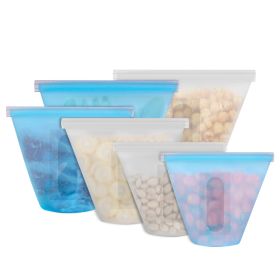 3Pcs Silicone Food Storage Bags Reusable Leakproof Food Container Set with 3 Seals Microwave Dishwasher Safe Environment Friendly 8.5Oz/17Oz/25.4Oz (Option: Blue)